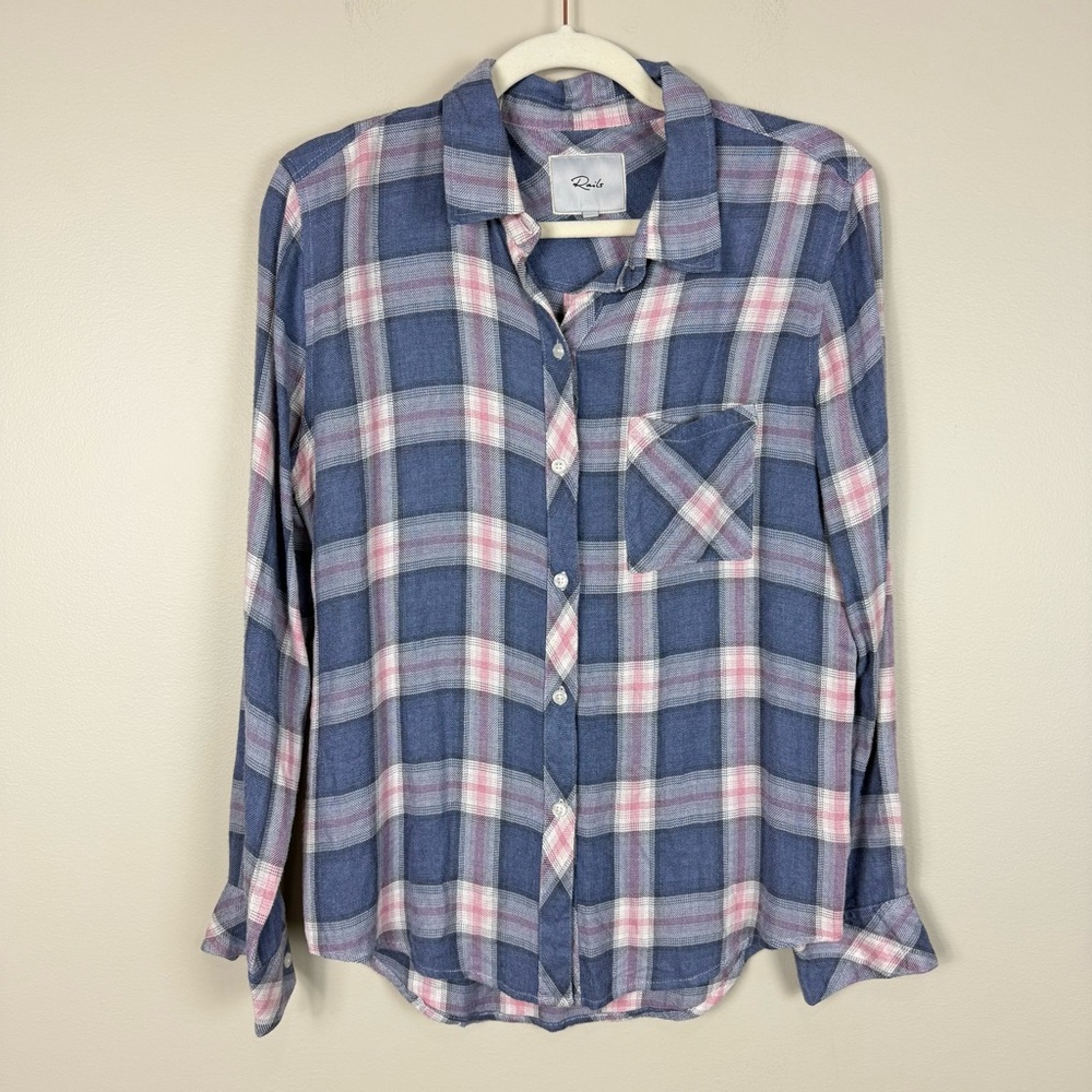 Rails Navy and Pink Plaid Button Down Shirt - Picture 7 of 7